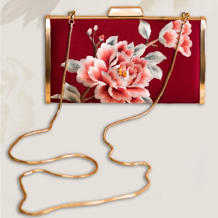 Bolso de mano con diseño de Buddha Stones, clavel, peonía, begonia, bordado, para boda, para ir de compras, bandolera