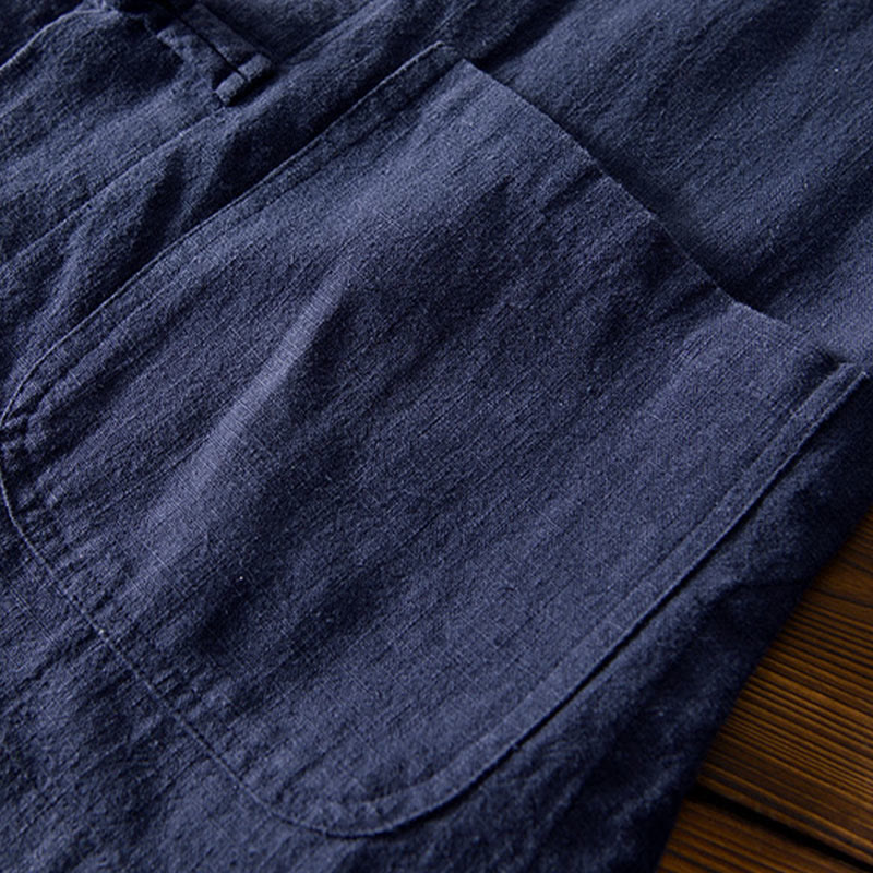 Traje chino Tang de algodón y lino con botones de rana y Buddha Stones para hombre, chaqueta y camisa con bolsillos - image 32