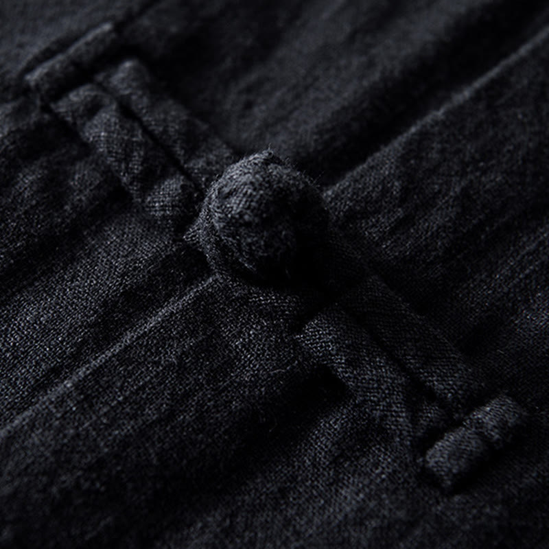 Camisa de hombre de lino y algodón con bolsillos, estilo chino Tang, con estampado de Buddha Stones y botones de rana. - image 19