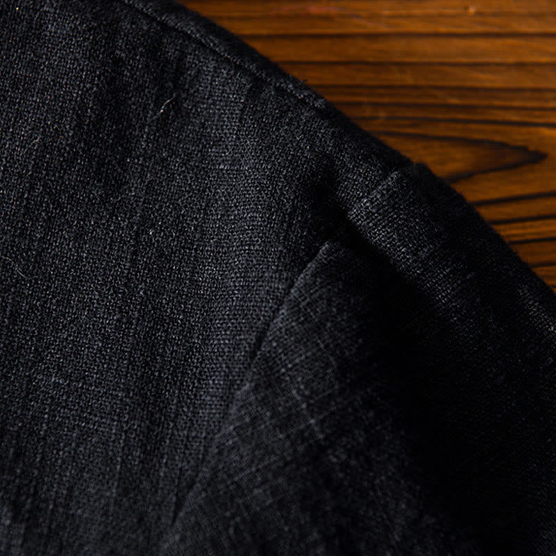Traje chino Tang de algodón y lino con botones de rana y Buddha Stones para hombre, chaqueta y camisa con bolsillos - image 19