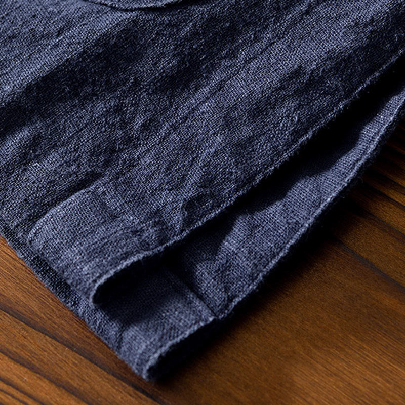 Camisa de hombre de lino y algodón con bolsillos, estilo chino Tang, con estampado de Buddha Stones y botones de rana. - image 32