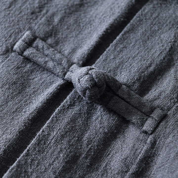 Traje chino Tang de algodón y lino con botones de rana y Buddha Stones para hombre, chaqueta y camisa con bolsillos - image 4