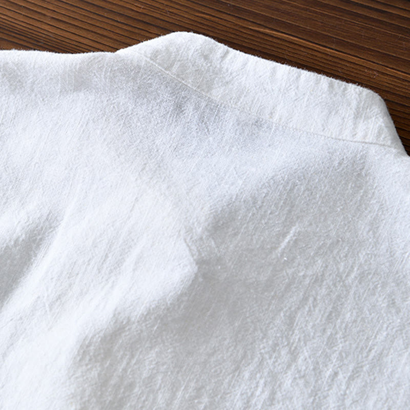 Traje chino Tang de algodón y lino con botones de rana y Buddha Stones para hombre, chaqueta y camisa con bolsillos - image 9