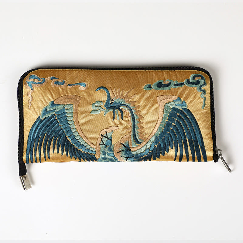 Cartera de mano con bordado de Qilin Su, dragón, fénix y bestia mítica, con Buddha Stones