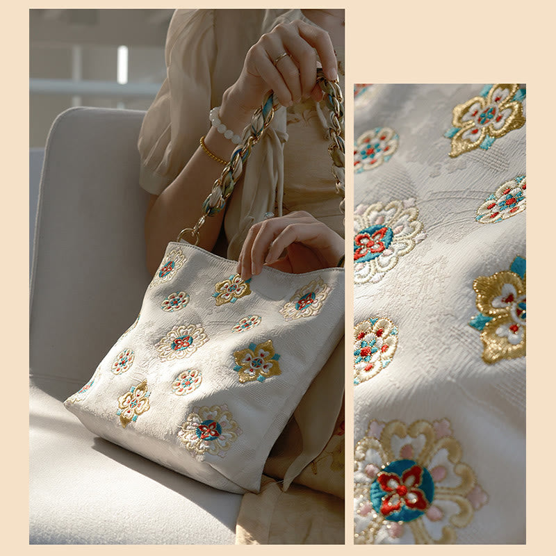 Bolso de mano con Buddha Stones de satén bordado, bolso de mano para ir de compras, bolso cruzado