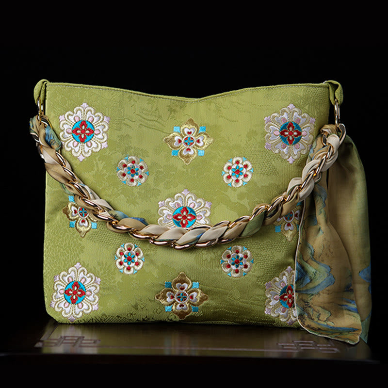 Bolso de mano con Buddha Stones de satén bordado, bolso de mano para ir de compras, bolso cruzado
