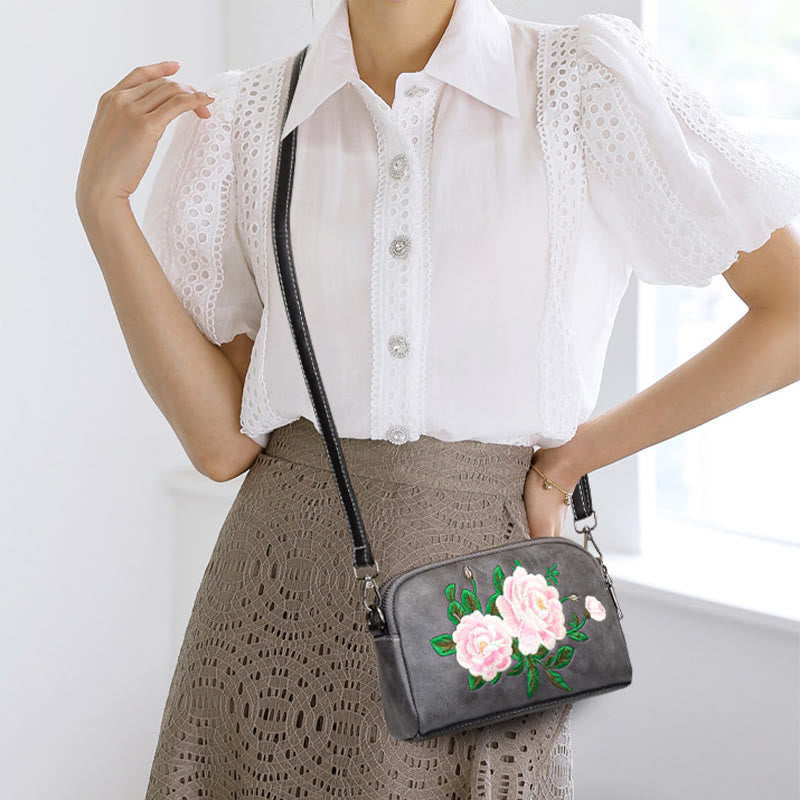 Bolso de mano con Buddha Stones, peonía, flores de granada, bolso de mano para compras, bolso de hombro, bolso cruzado