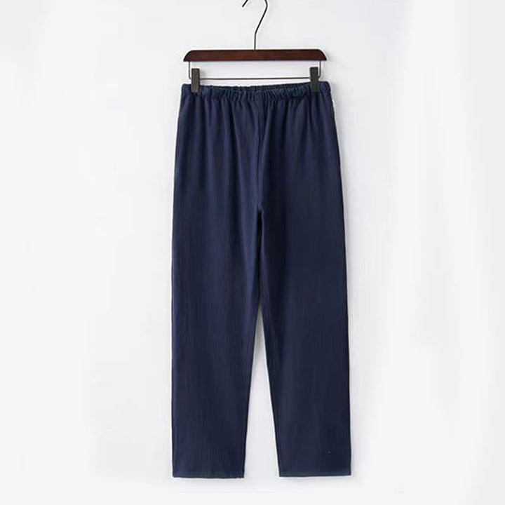 Conjunto de 2 Buddha Stones de traje tradicional Tang con botones de rana, camisa de manga larga y pantalón para hombre. - image 12