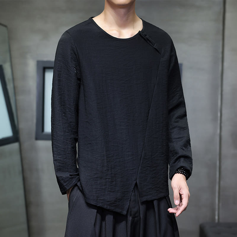 Camiseta de algodón de manga larga con cuello redondo y estampado de Buddha Stones para hombre - Negro - US/UK/AU46, EU56 (5XL) - image 21