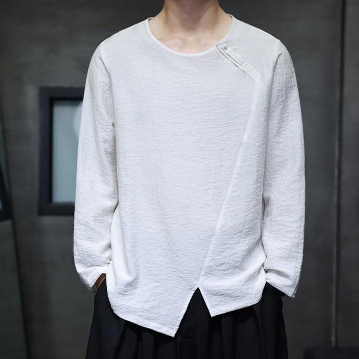 Camiseta de algodón de manga larga con cuello redondo y estampado de Buddha Stones para hombre - Blanco - US/UK/AU46, EU56 (5XL) - image 7