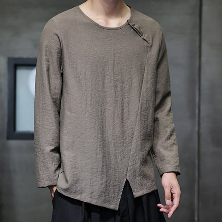 Camiseta de algodón de manga larga con cuello redondo y estampado de Buddha Stones para hombre - image 36