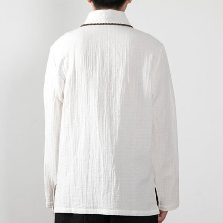 Camiseta de algodón de manga larga con cuello en V y estampado de Buddha Stones para hombre - image 12