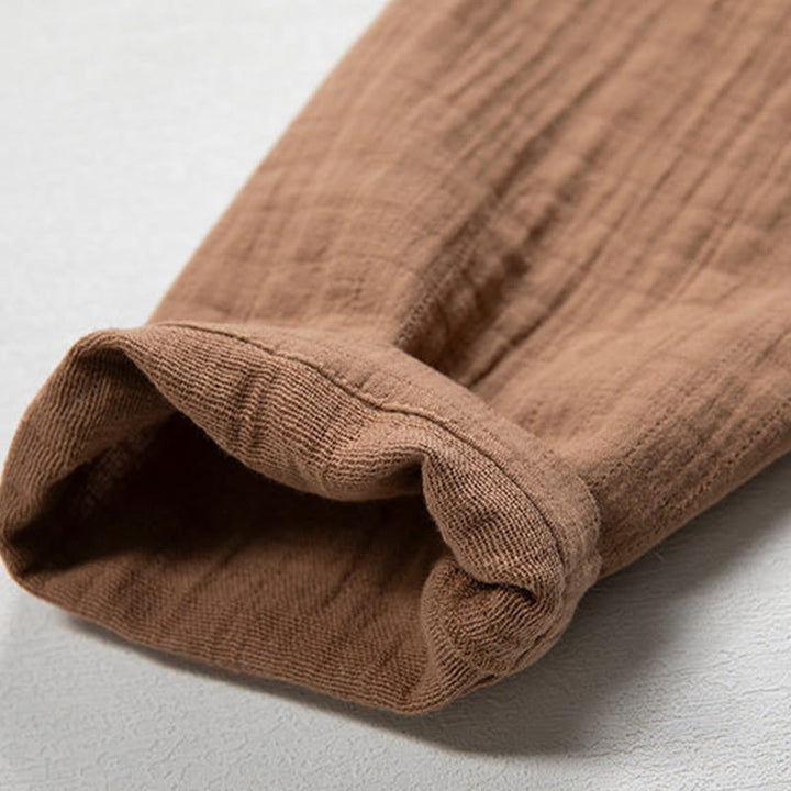 Camiseta de algodón de manga larga con cuello en V y estampado de Buddha Stones para hombre - image 9