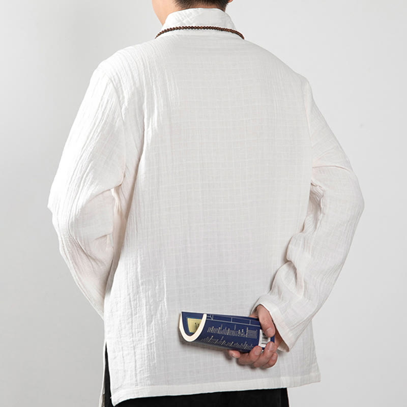 Camiseta de algodón de manga larga con cuello en V y estampado de Buddha Stones para hombre - image 13