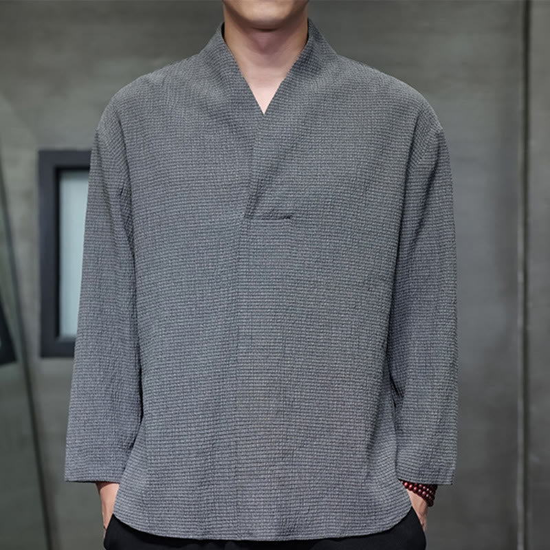 Camiseta de manga larga con cuello en V y Buddha Stones para hombre - Gris - US/UK/AU46, EU56 (5XL) - image 19