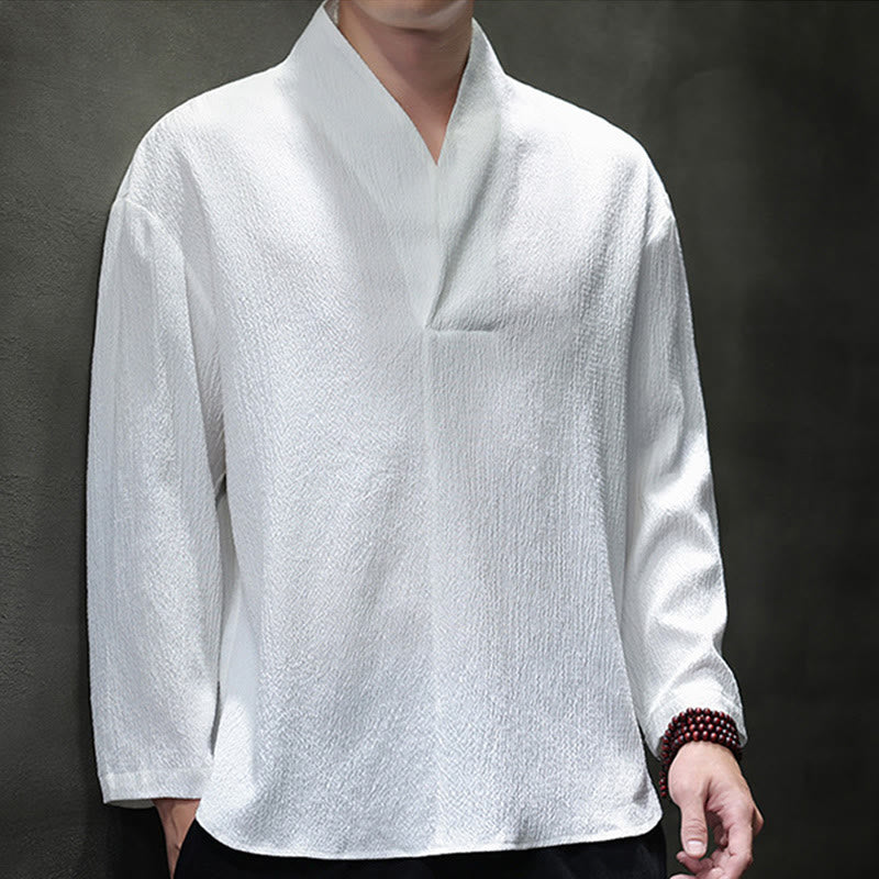 Camiseta de manga larga con cuello en V y Buddha Stones para hombre - image 1