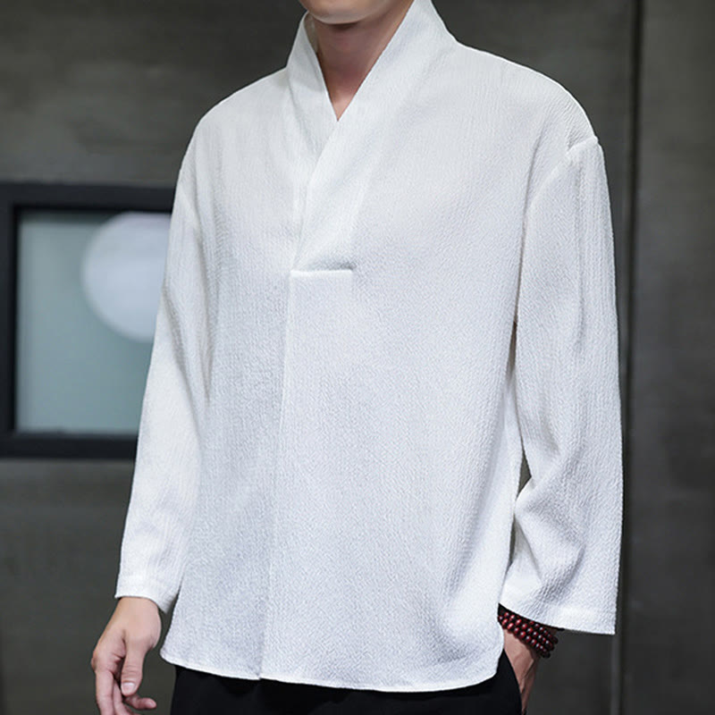 Camiseta de manga larga con cuello en V y Buddha Stones para hombre - image 3