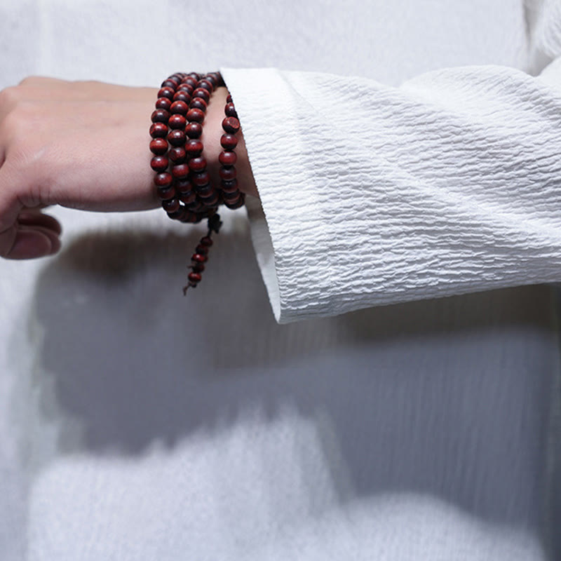 Camiseta de manga larga con cuello en V y Buddha Stones para hombre - image 9