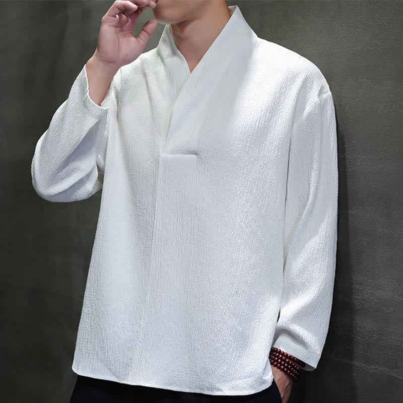 Camiseta de manga larga con cuello en V y Buddha Stones para hombre - image 5