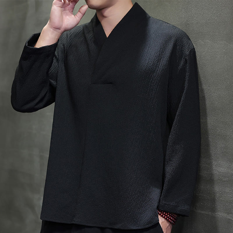 Camiseta de manga larga con cuello en V y Buddha Stones para hombre - image 17