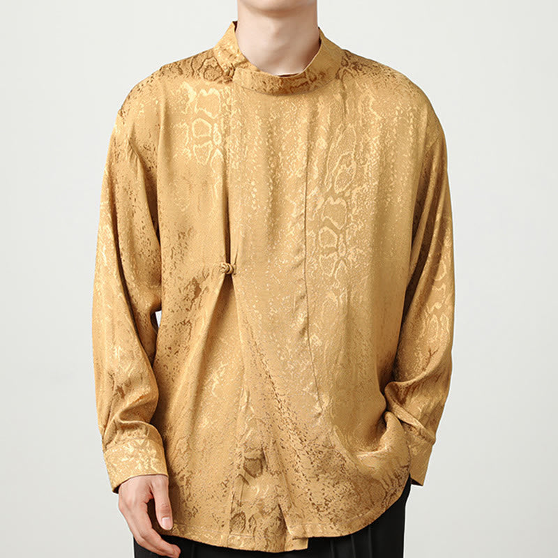 Camisa de manga larga con botones de rana y jacquard con estampado de Buddha Stones para hombre - image 2