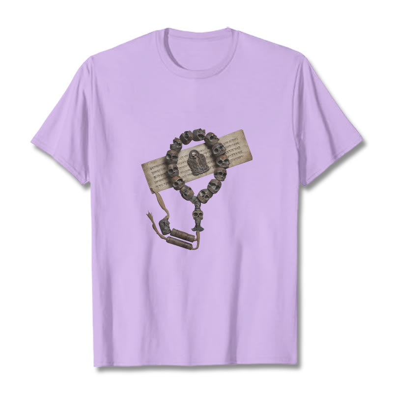 Camiseta con estampado de cuentas del bosque del Señor del cadáver tibetano con Buddha Stones - Ciruela - 2XL - image 18