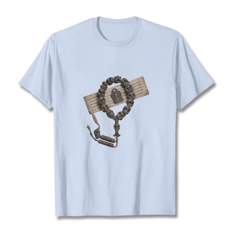 Camiseta con estampado de cuentas del bosque del Señor del cadáver tibetano con Buddha Stones - Cian claro - 2XL - image 13