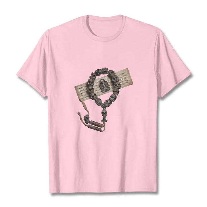Camiseta con estampado de cuentas del bosque del Señor del cadáver tibetano con Buddha Stones - Rosa claro - 2XL - image 14