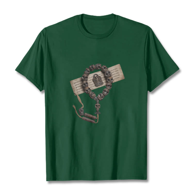 Camiseta con estampado de cuentas del bosque del Señor del cadáver tibetano con Buddha Stones - Verde bosque - 2XL - image 7