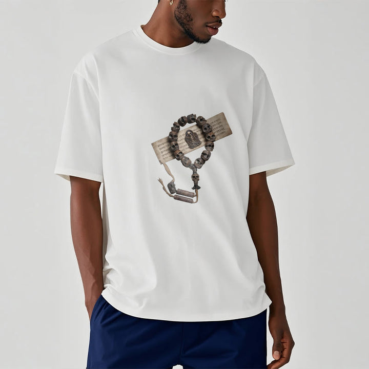 Camiseta con estampado de cuentas del bosque del Señor del cadáver tibetano con Buddha Stones - image 3