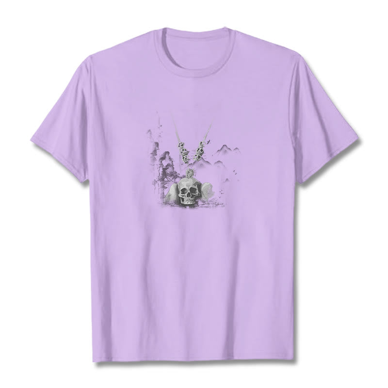 Camiseta con diseño de nubes y colgante de calaveras del bosque tibetano El Señor del Buddha Stones - Ciruela - 2XL - image 18
