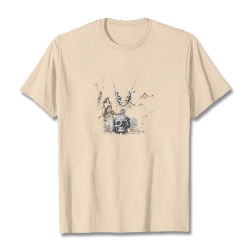 Camiseta con diseño de nubes y colgante de calaveras del bosque tibetano El Señor del Buddha Stones - Sopa de mariscos - 2XL - image 20