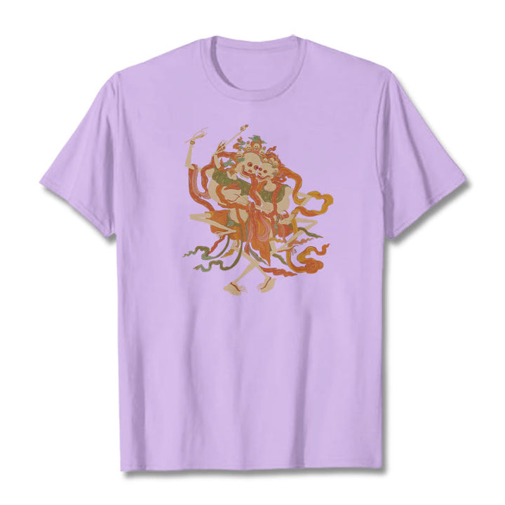 Camiseta con estampado de El Señor del Bosque Cadáver y Buddha Stones tibetanas coloridas - Ciruela - 2XL - image 20