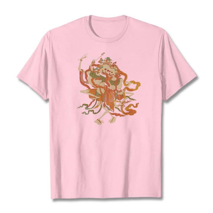 Camiseta con estampado de El Señor del Bosque Cadáver y Buddha Stones tibetanas coloridas - Rosa claro - 2XL - image 16