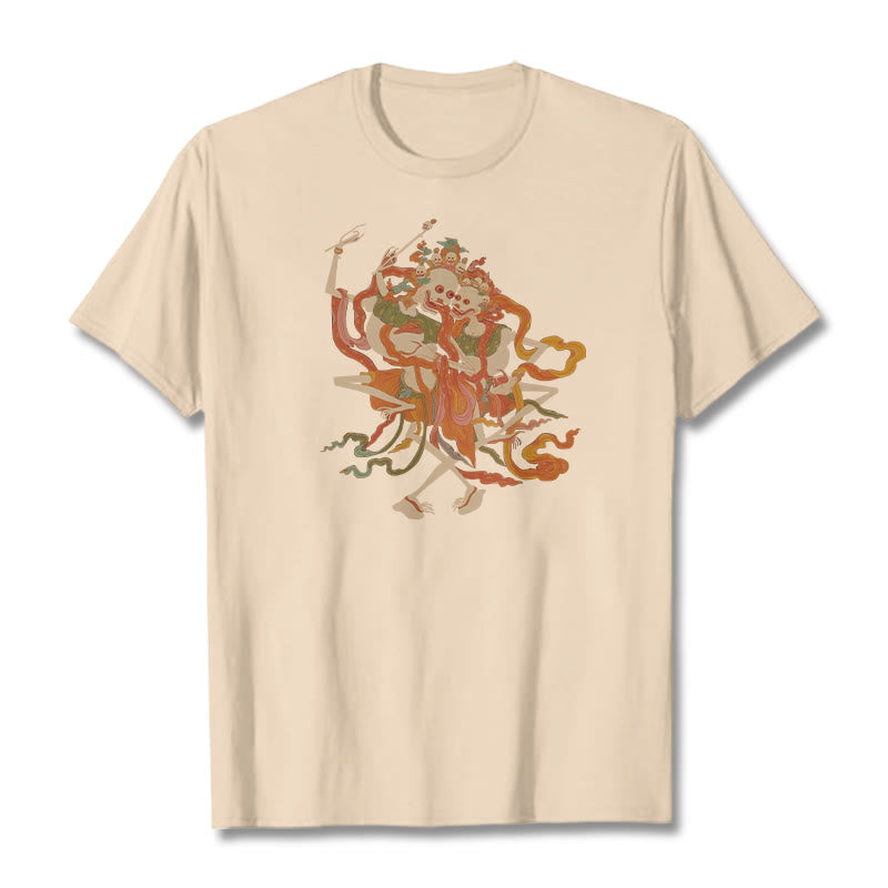 Camiseta con estampado de El Señor del Bosque Cadáver y Buddha Stones tibetanas coloridas - Sopa de mariscos - 2XL - image 1