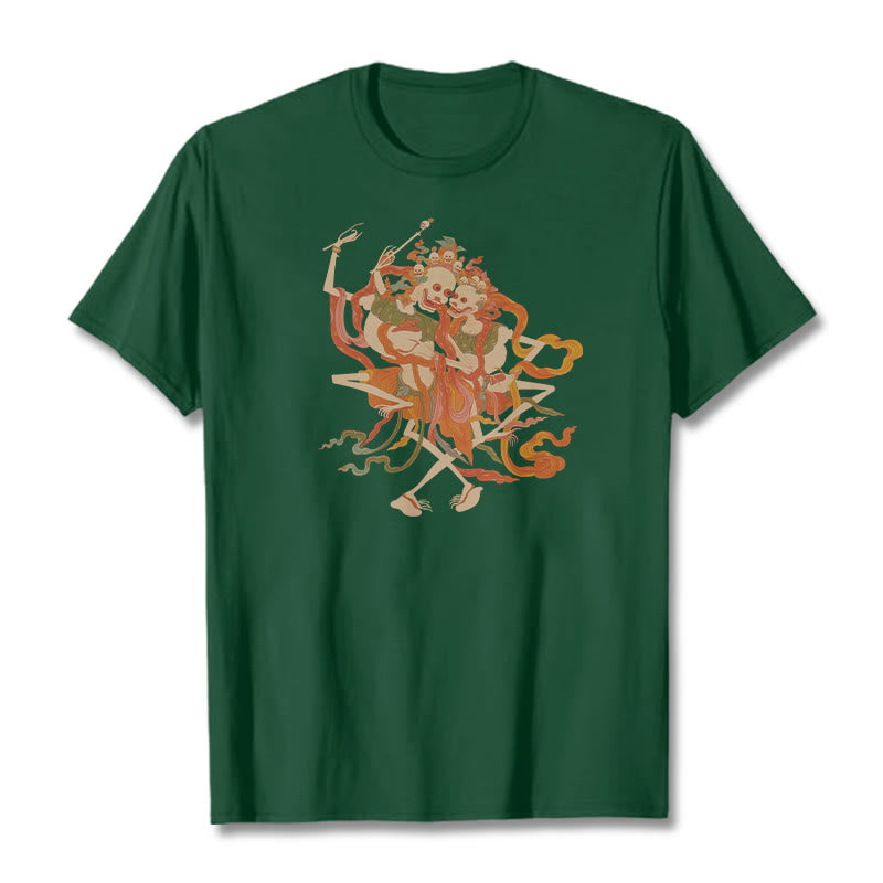 Camiseta con estampado de El Señor del Bosque Cadáver y Buddha Stones tibetanas coloridas - Verde bosque - 2XL - image 12
