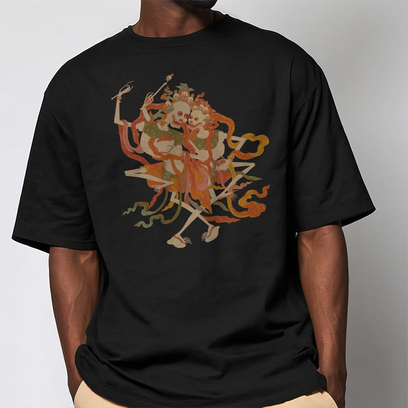 Camiseta con estampado de El Señor del Bosque Cadáver y Buddha Stones tibetanas coloridas - image 7