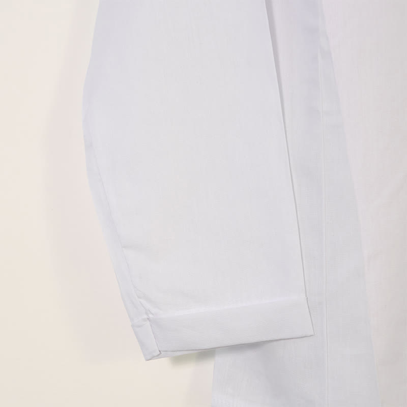 Camisa de lino y algodón con cuello redondo y manga larga informal con diseño de diente de león y Buddha Stones para mujer - image 10