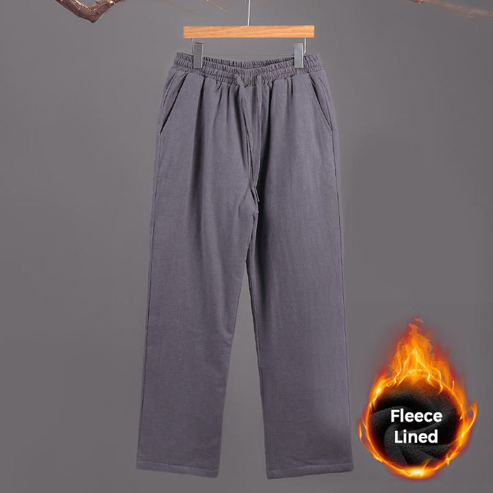 Pantalones de lino con cordón y forro polar para hombre de Buddha Stones Winter con bolsillos - Gris - US/UK/AU42, EU52 (3XL) - image 11