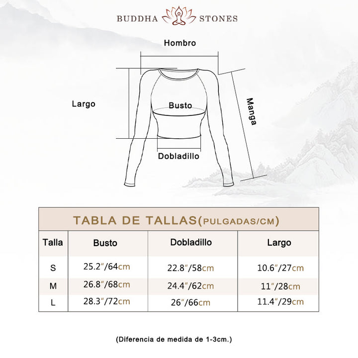 Buddha Stones Degradado Manga Larga Crop Top Tee Bra Leggings Pantalones Fitness Yoga Outfit - image 5