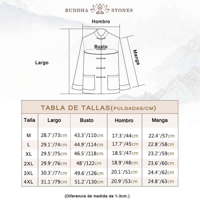 Buddha Stones Rana Botón Chino Tang Traje Camisa Algodón Lino Hombres Chaqueta Ropa - image 5