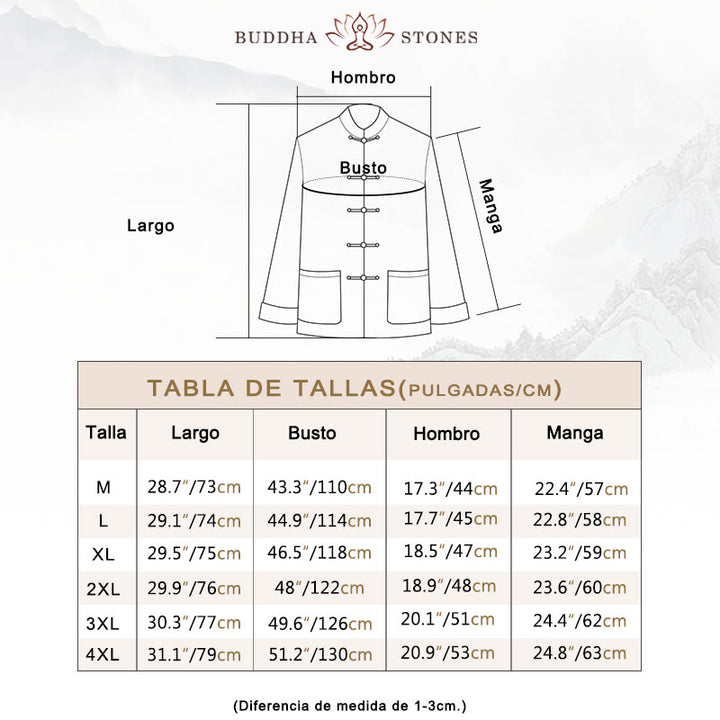 Buddha Stones Rana Botón Chino Tang Traje Camisa Algodón Lino Hombres Chaqueta Ropa - image 5