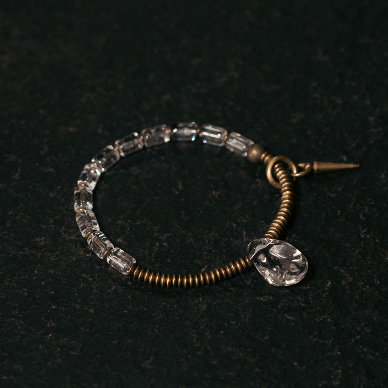 Pulsera de la suerte con cristales blancos y cobre y Buddha Stones