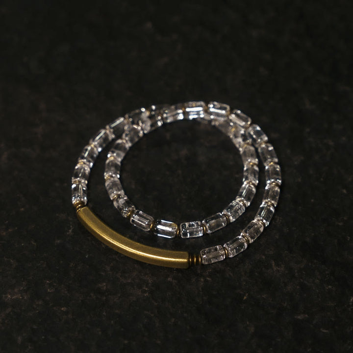 Pulsera de cobre con cristales blancos y Buddha Stones cuadradas - image 1