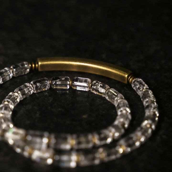 Pulsera de cobre con cristales blancos y Buddha Stones cuadradas - image 2
