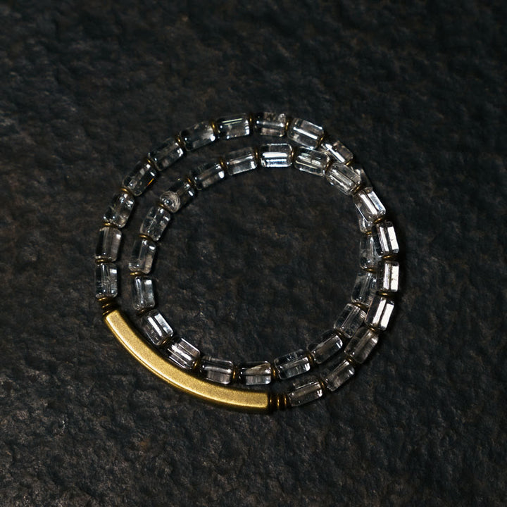 Pulsera de cobre con cristales blancos y Buddha Stones cuadradas - image 3