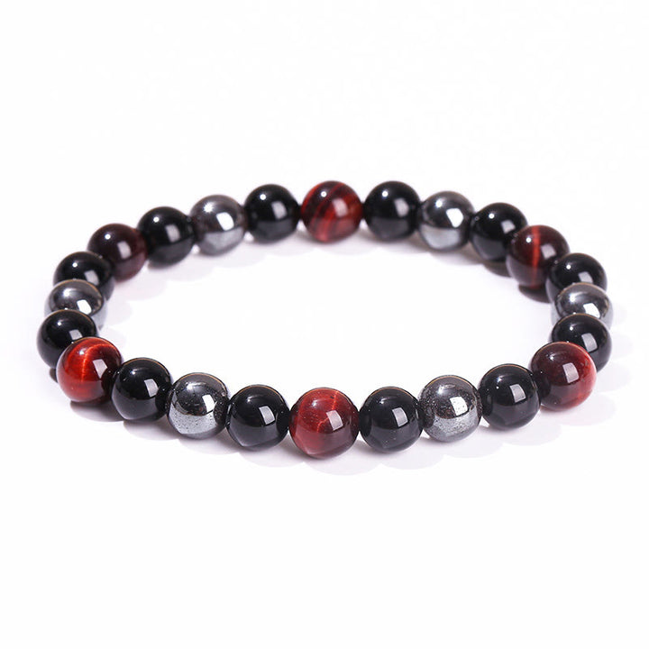 Pulsera de Buddha Stones natural de ojo de tigre, obsidiana y hematita con efecto positivo y potente