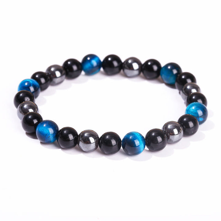 Pulsera de Buddha Stones natural de ojo de tigre, obsidiana y hematita con efecto positivo y potente
