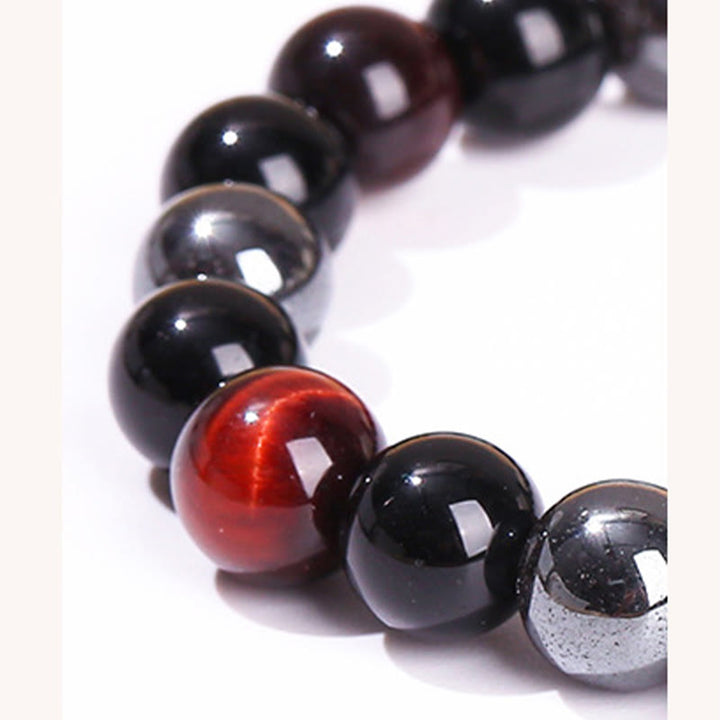 Pulsera de Buddha Stones natural de ojo de tigre, obsidiana y hematita con efecto positivo y potente