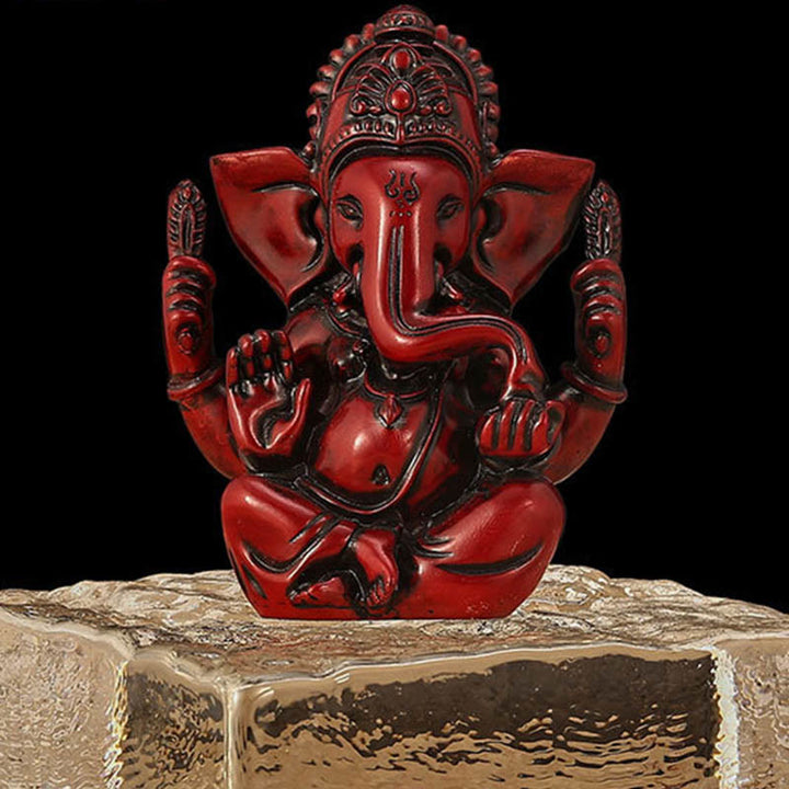 Estatua de elefante Ganesh Ganpati con Buddha Stones , transformación, decoración de resina para el hogar - Ganesh rojo - 8,5 x 5 x 11,5 cm - image 11